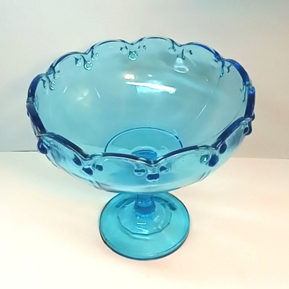 Extra large aqua blue teal Indiana Glass pedestal bowl. No flaws - Picture 3 of 6